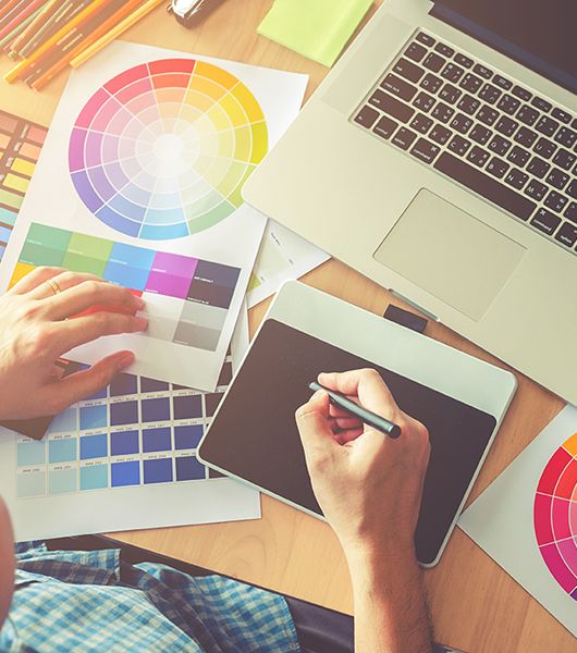 A graphic designer at work.