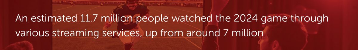An estimated 11.7 million people watched the 2024 game through Paramount Plus, up from around 7 million
